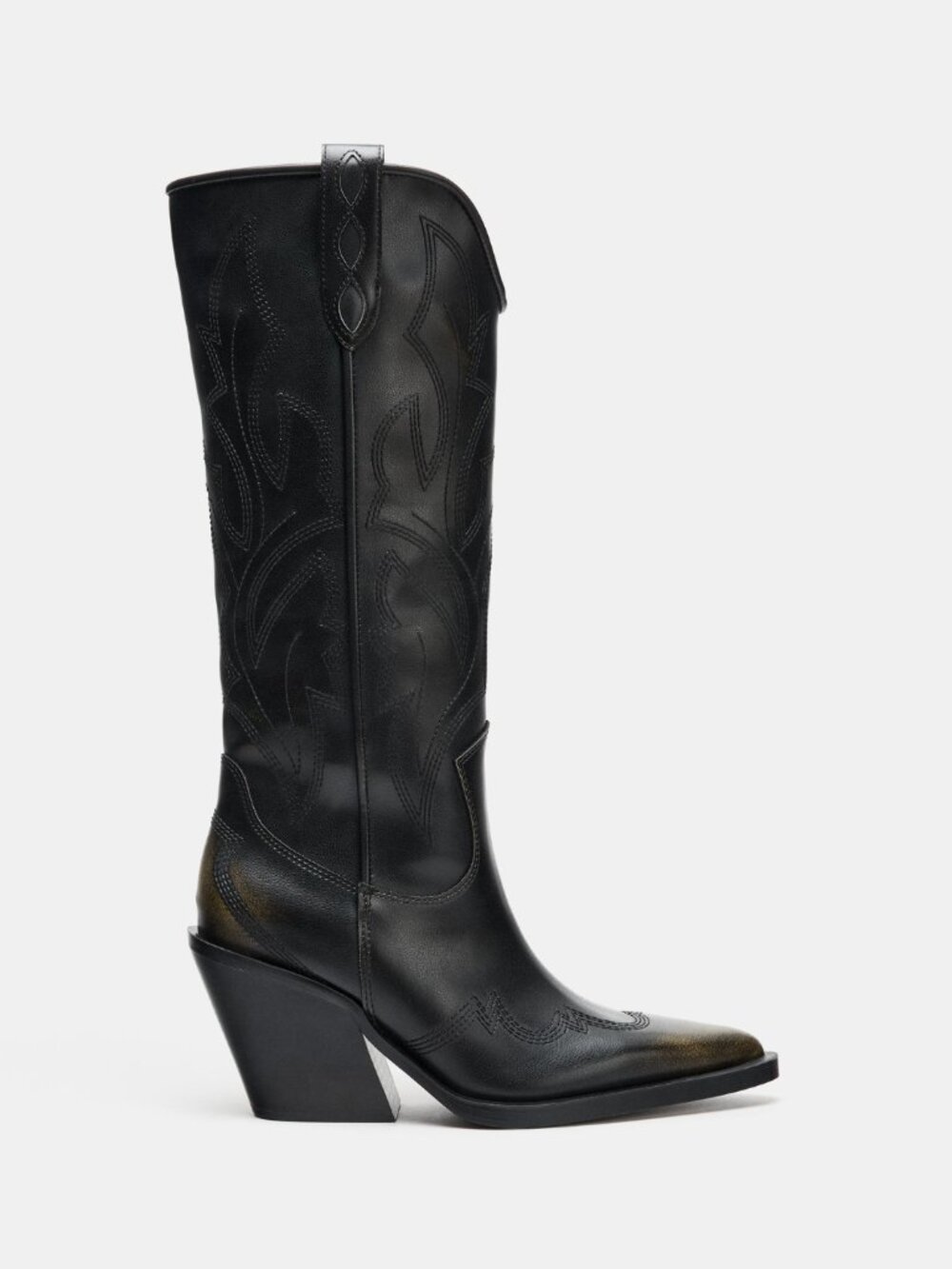 NWT ZARA Black Embroidered Western Cowboy Boots – Size 6.5 (US) / 37 (EU) - Picture 3 of 10